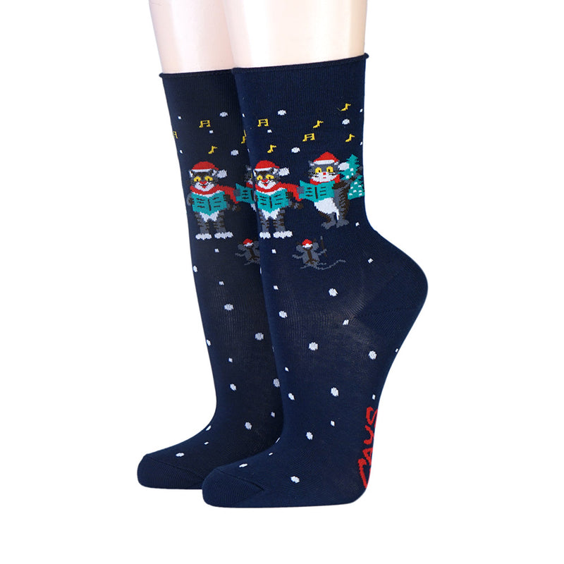 CRÖNERT Socken mit Rollrand Singing Cats