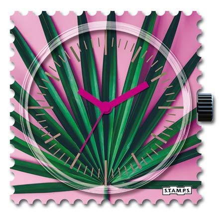 Uhr Briefmarke Palmwedel auf Pink