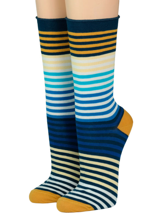 CRÖNERT Herren Socken Rollrand Multiringel gelb