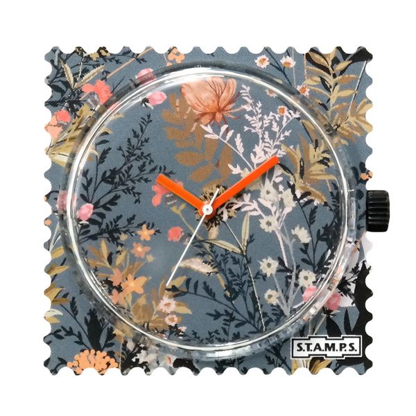 S.T.A.M.P.S. Uhr komplett - Zifferblatt Autumn Flower auf Belta Tetra Blue