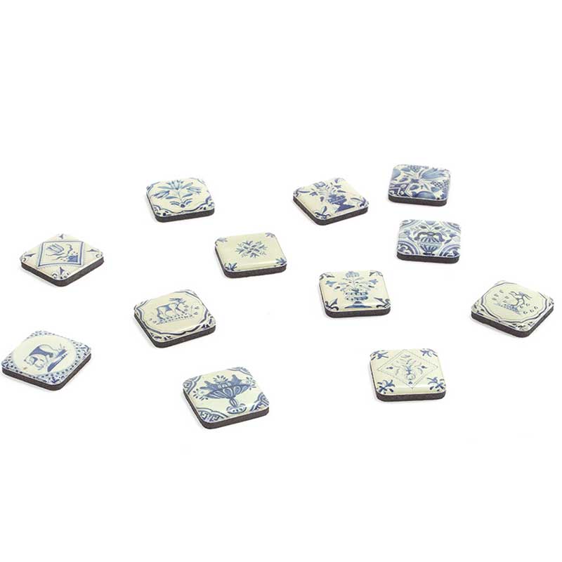 Mini Magnet-Set blaue Delfter Fliesen