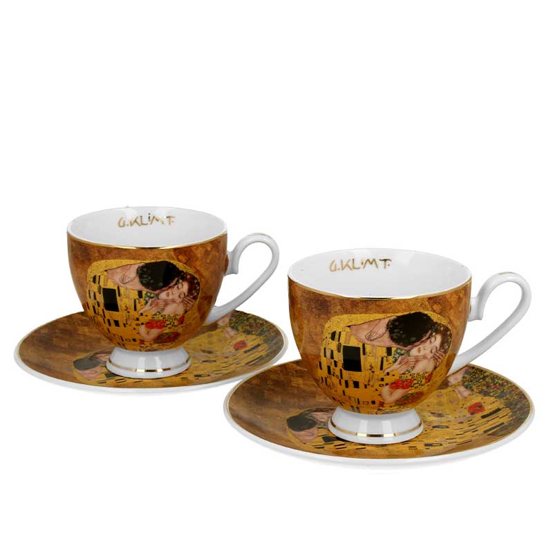 2 Tassen mit Untertasse G. Klimt Der Kuss