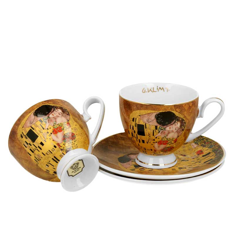 2 Tassen mit Untertasse G. Klimt Der Kuss