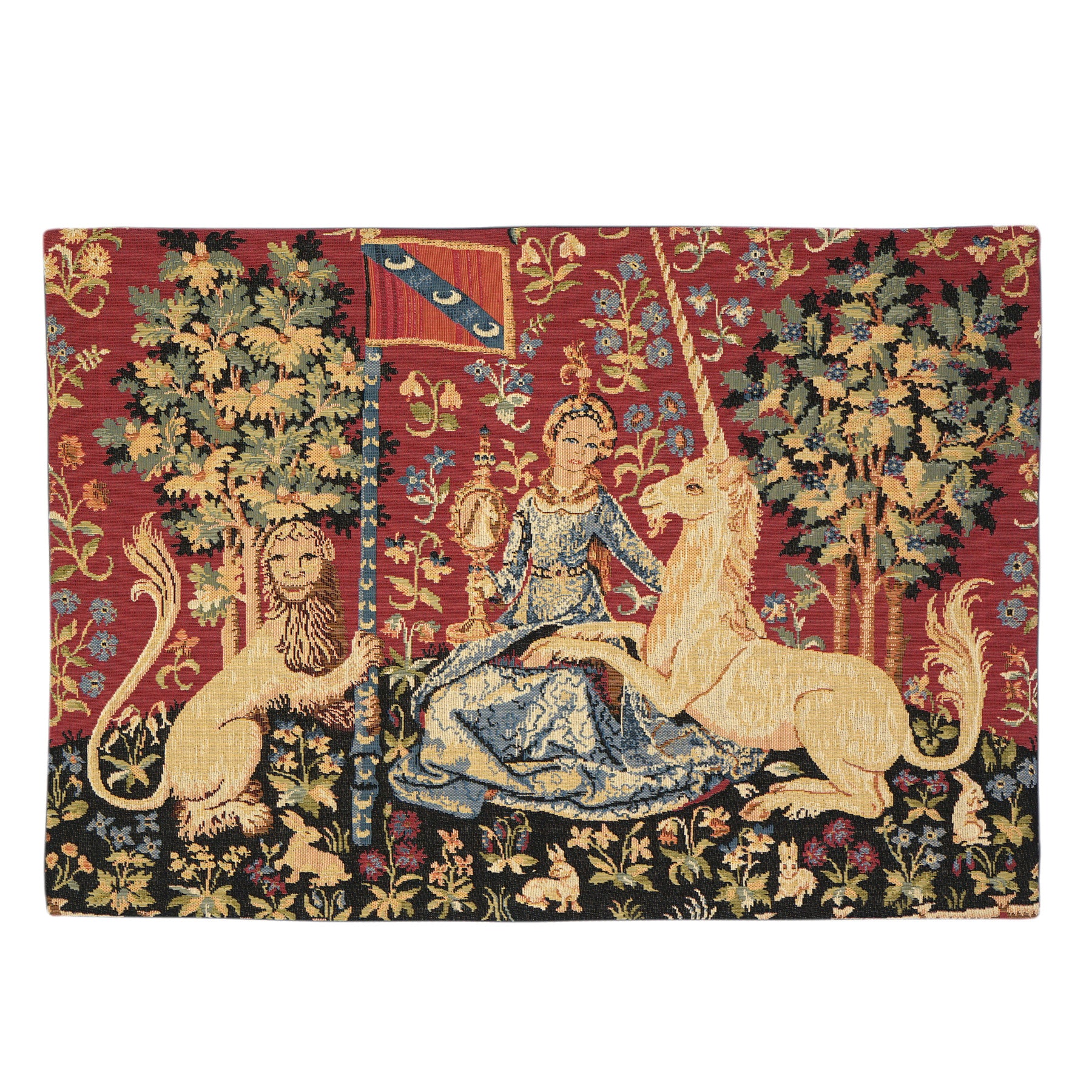 Belgian Tapestries gewebter Wandbehang Gobelin Unicorn - The View