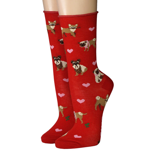 CRÖNERT Damen Socken mit Rollrand I like Dogs