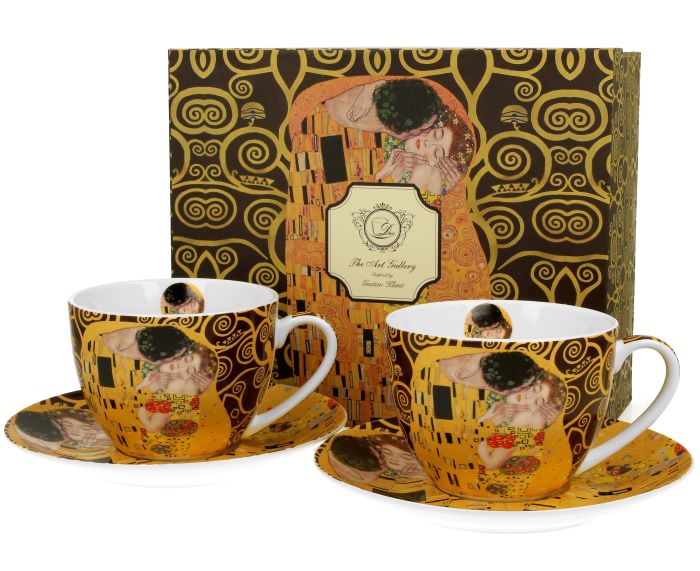 2 Tassen mit Untertasse Gustav Klimt  Der Kuss