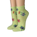 CRÖNERT Damen Kurzsocken mit Rollrand Blumen 14328