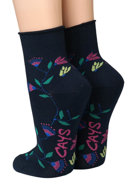 Crönert Socken Blüten Marineblau