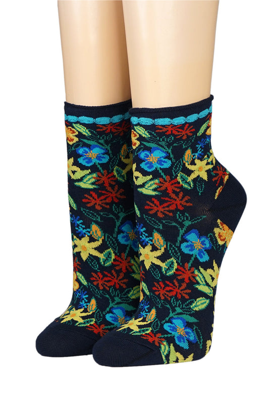 Damensocken mit Sommerblumen