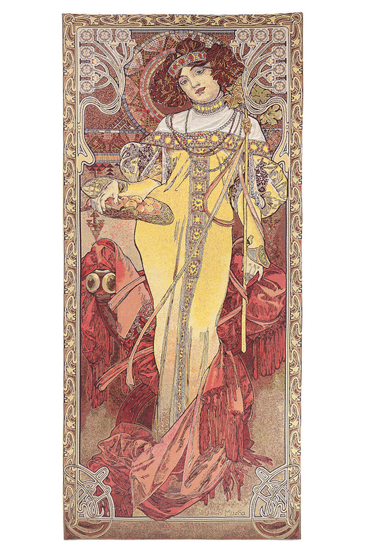 Belgian Tapestries Wandbehang Die Vier Jahreszeiten nach A. Mucha 100 x 46 cm Belgian Tapestries 