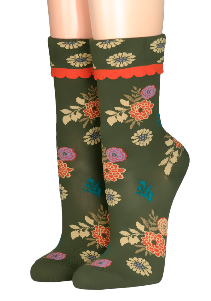 Crönert Socken Blüten Braun 17203