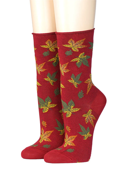 CRÖNERT Damensocken mit Rollrand Herbstlaub 18203