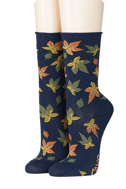 CRÖNERT Damensocken mit Rollrand Herbstlaub 18203