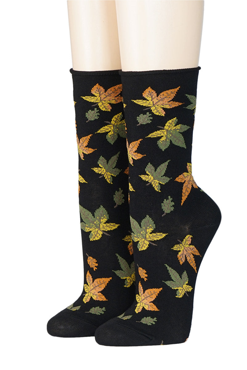 CRÖNERT Damensocken mit Rollrand Herbstlaub 18203