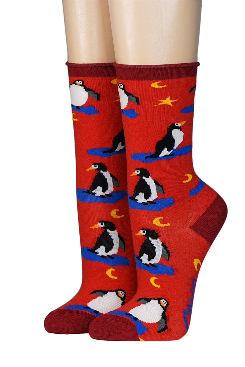 CRÖNERT Damensocken mit Rollrand Pinguine 18214