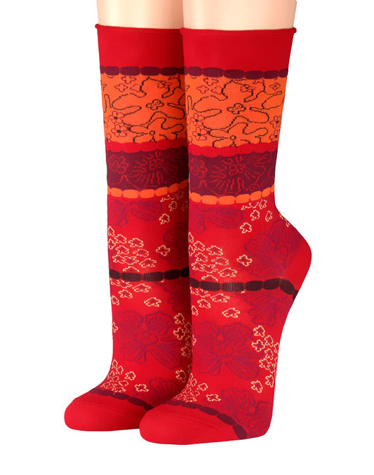 Crönert Damensocken Blüten Rot