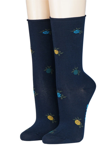 CRÖNERT Damensocken mit Rollrand Rosen 18228