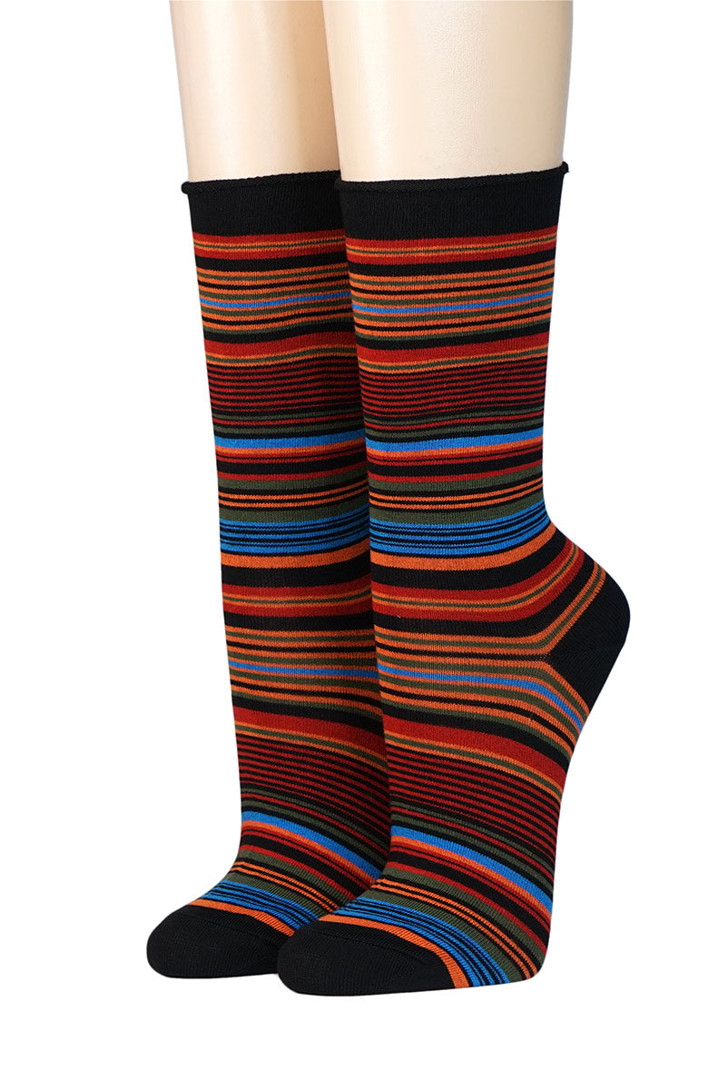 CRÖNERT Damensocken mit Rollrand Stripes 18241