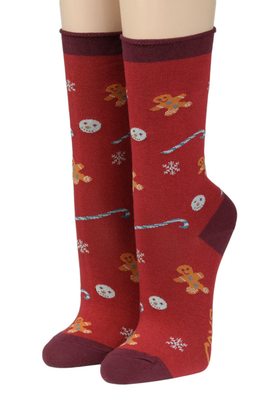 Crönert Socken Rollrand Weihnachten Pfefferkuchenmann und Zuckerstangeer