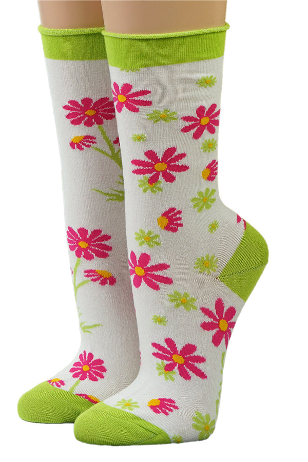 Crönert Socken Blumen Weiß 