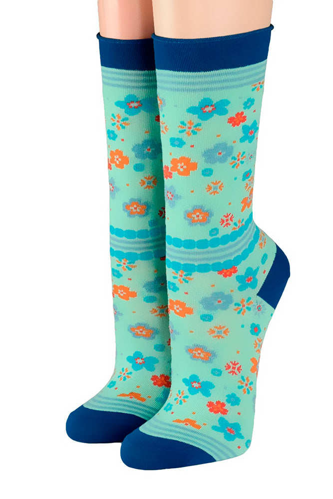 Crönert Longsocks mit Rollsaum kleine Streublumen 18716 Crönert Socken