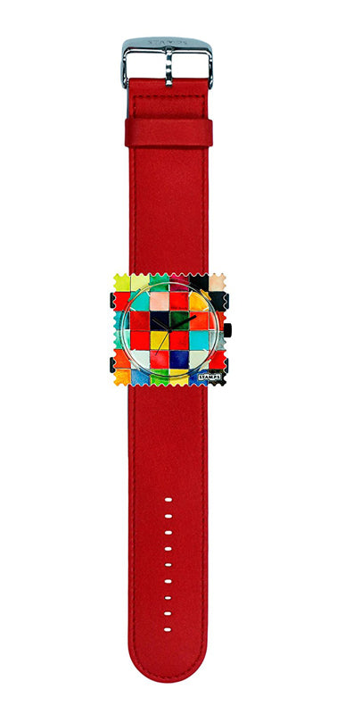 S.T.A.M.P.S. Uhr komplett - Zifferblatt Glazed Tile mit Armband Classic Red S.T.A.M.P.S. Komplett