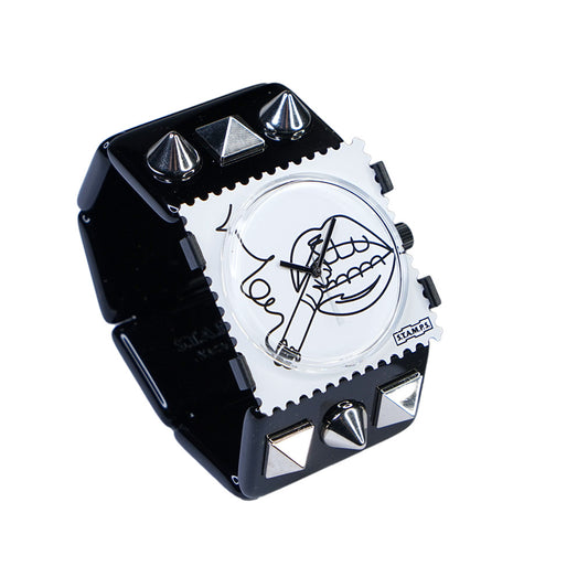 Stamps Uhr Zifferblatt Zigarette Raucher, Armband mit Nieten