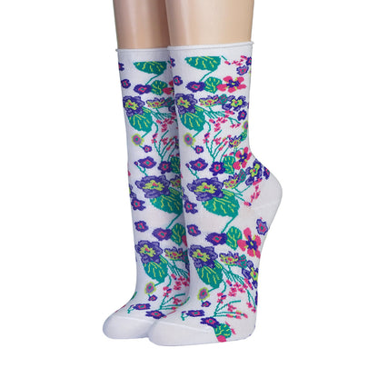 CRÖNERT Damensocken mit Rollrand Wildblumen 18323