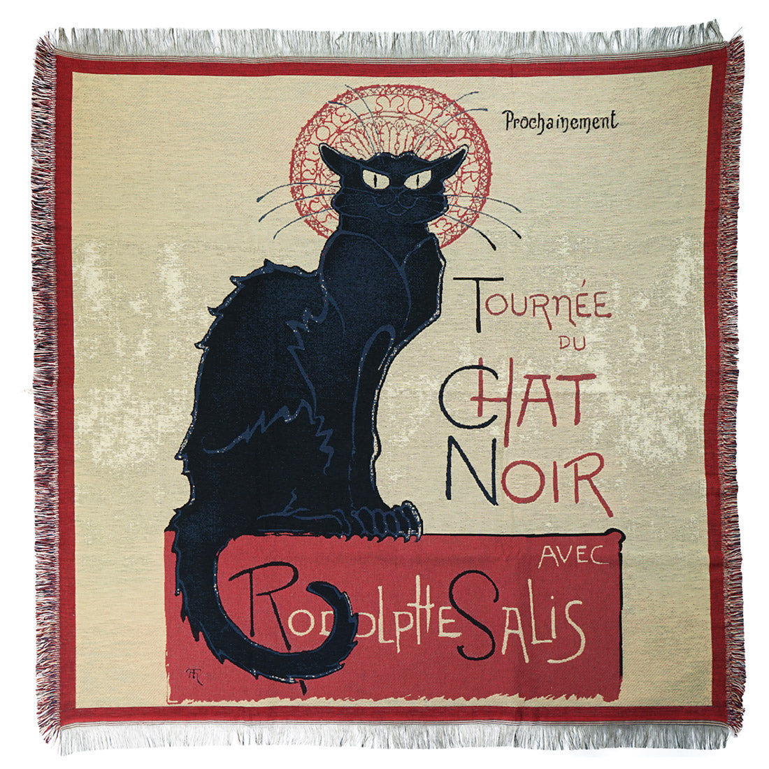 Belgian Tapestries Tischdecke Gobelin Cat noir 140 x 140 cm