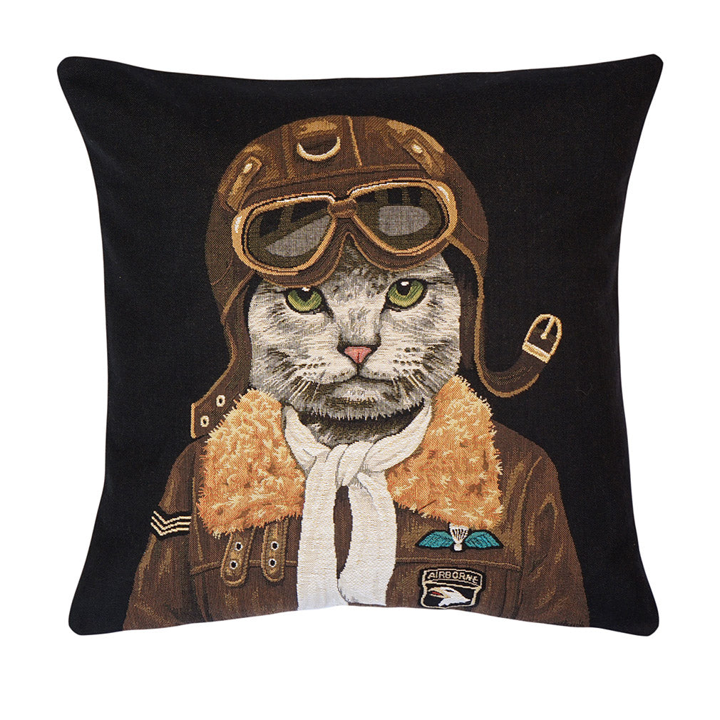 Belgian Tapestrie Kissenhülle 45 X 45 cm Gobelinkissen Airborne Cat Belgian Tapestrie