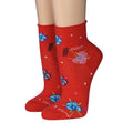 CRÖNERT Damen Kurzsocken mit Rollrand Blumen 14328