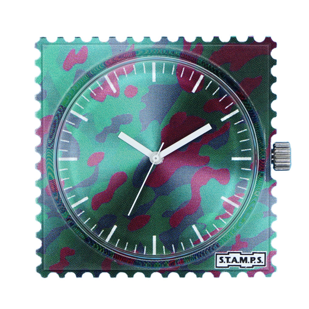 STAMPS Uhr Zifferblatt Camouflage grün violett