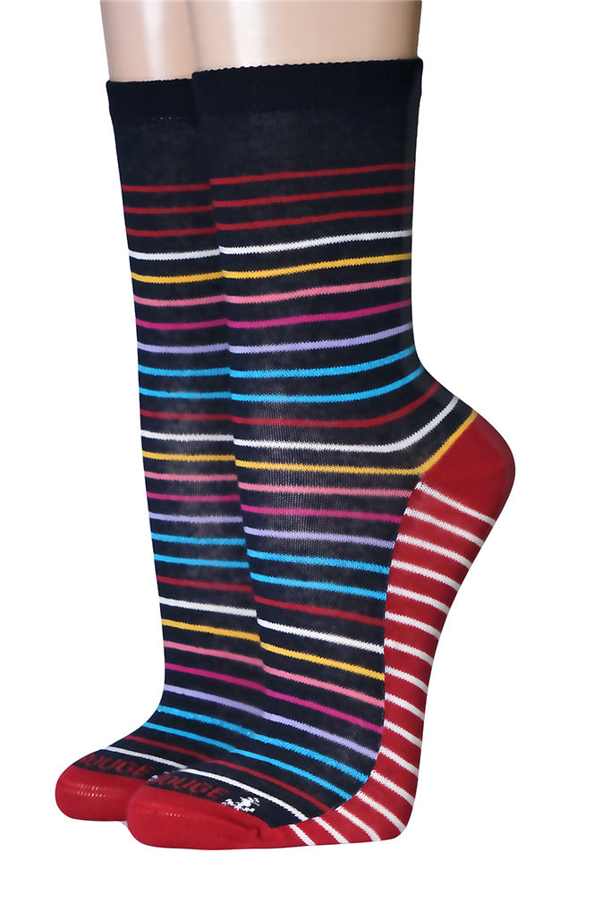 Ruban Rouge Damensocken Rayures Marin 36-41