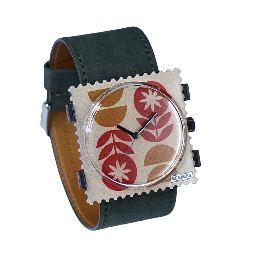 STAMPS Uhr Retro Blumen rot