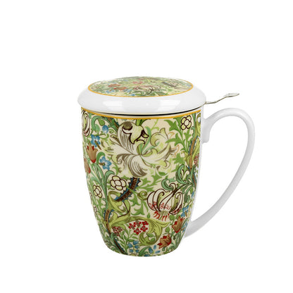 Teetasse mit Sieb und Deckel William Morris GOLDEN LILLY