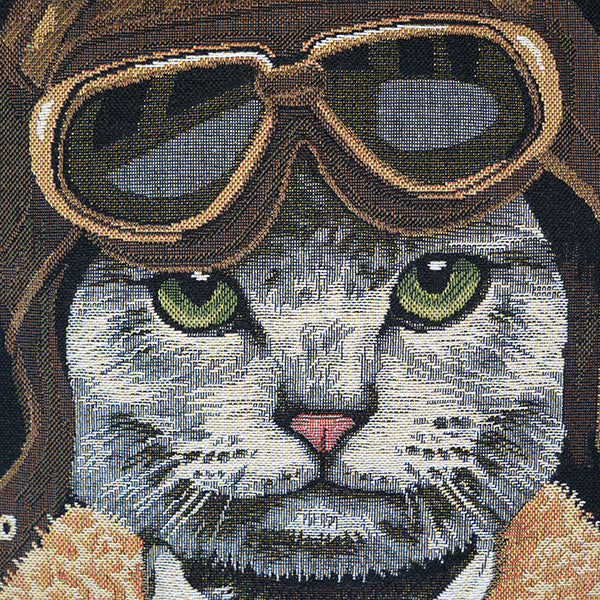 Belgian Tapestrie Kissenhülle 45 X 45 cm Gobelinkissen Airborne Cat Belgian Tapestrie