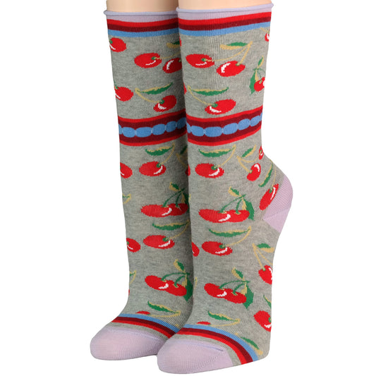 CRÖNERT Longsocks mit Rollsaum Kirschen 18319 Crönert Socken