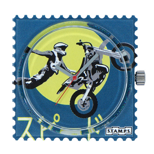 STAMPS Uhr Zifferblatt Mann auf Motorrad