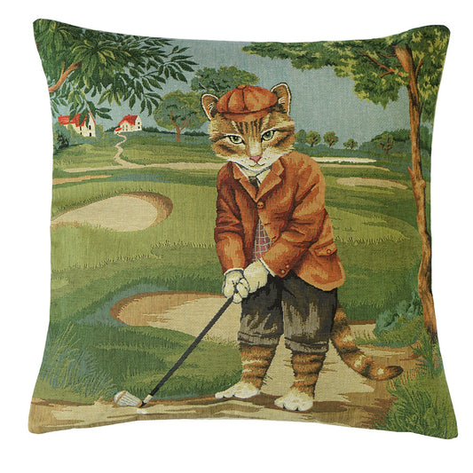 Gobelinkissen roter Kater spielt Golf