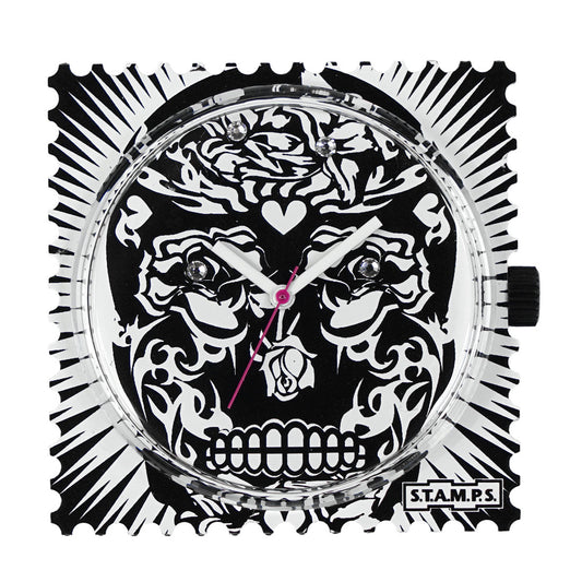 STAMPS Uhr Zifferblatt Skull Totenkopf mit Glitzersteinchen